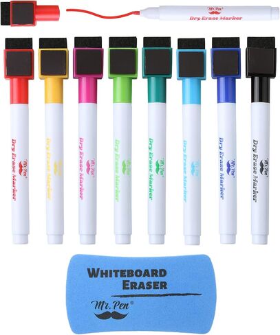 Mr. Pen- Magnetic Dry Erase Markers, 8 Pack with 1 Dry Erase Eraser, Magnet, Dry Erase Magnetic Markers, Dry Erase Pens Fine Tip, Fine Tip Dry Erase in Kuwait