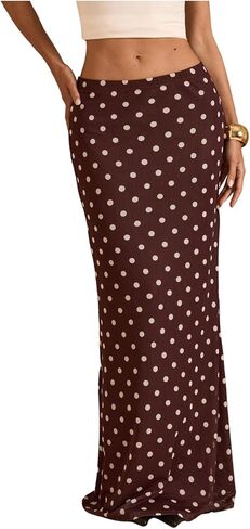 WDIRARA Women's Polka Dots Maxi Skirt Vintage Elastic Waist Fishtail Long Skirt in Saudi Arabia