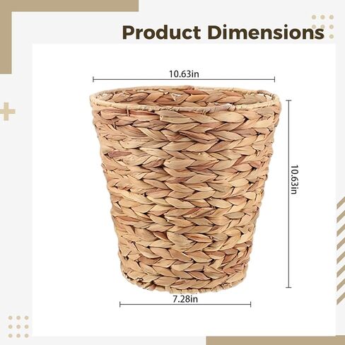 Hyacinth Straw Woven Basket 10.6 In, Multi-Purpose Desktop Organizer For Home, Bathroom, Office, Lightweight & Handmade in Saudi Arabia