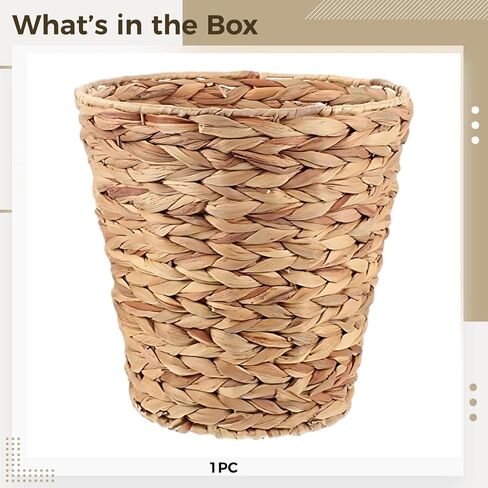 Hyacinth Straw Woven Basket 10.6 In, Multi-Purpose Desktop Organizer For Home, Bathroom, Office, Lightweight & Handmade in Saudi Arabia