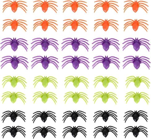 200 Pcs Tiny Spiders For Halloween, Black Orange Green Plastic Spiders, Small Decorative Set For, Party Favors, Haunted House in Saudi Arabia