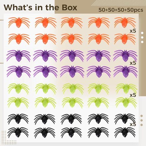 200 Pcs Tiny Spiders For Halloween, Black Orange Green Plastic Spiders, Small Decorative Set For, Party Favors, Haunted House in Saudi Arabia