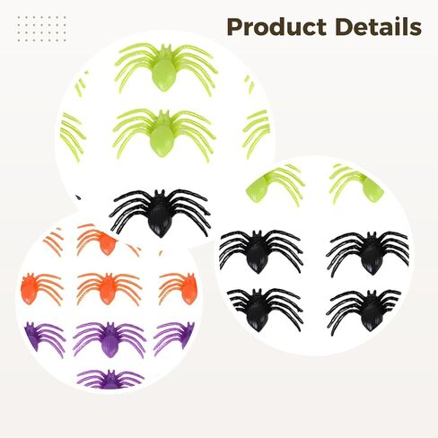 200 Pcs Tiny Spiders For Halloween, Black Orange Green Plastic Spiders, Small Decorative Set For, Party Favors, Haunted House in Saudi Arabia