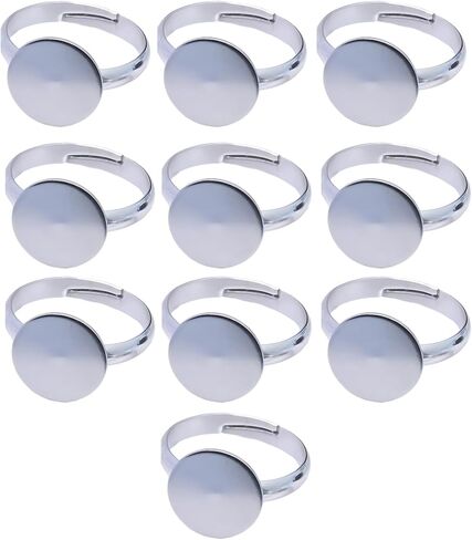 Adjustable Ring Blanks 10 Pcs, Ring Base With Flat Pad For Jewelry Making, 0.5 In Pad Metal Ring Blanks, Diy Crafting in Saudi Arabia