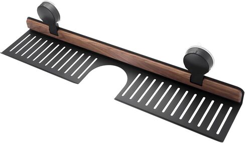 50Cm Walnut Bathroom Sink Shelf, Over Faucet With Suction Cups, Rustproof, Easy Clean, Stylish Black Finish, No Drilling in Saudi Arabia