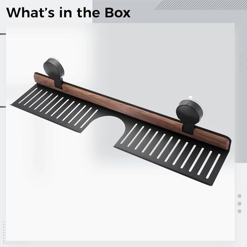 50Cm Walnut Bathroom Sink Shelf, Over Faucet With Suction Cups, Rustproof, Easy Clean, Stylish Black Finish, No Drilling in Saudi Arabia