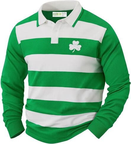 Arvilhill Men St Patrick's Day Polo Shirts Classic Irish Long Sleeve Collared Shirt (S-3XL) in Saudi Arabia