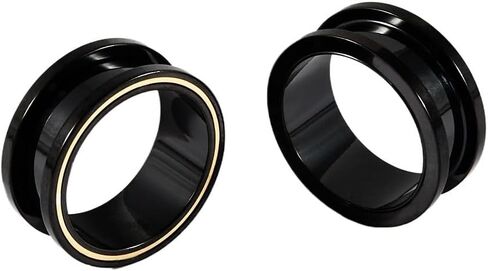 1 Pairs Stainless Steel Ear Tunnels 8-25mm Multi Sizes, Black Gold Plated External Thread Design for Ear Stretching & Gauges in Saudi Arabia