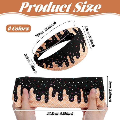 6 Pcs Ice Cream Baseball Headbands, Elastic Polyester Sweatband Multi Color Headbands for Basketball Football Golf Ice Cream Drip Headscarf Baseball Stuff for Men in Saudi Arabia
