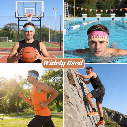 6 Pcs Ice Cream Baseball Headbands, Elastic Polyester Sweatband Multi Color Headbands for Basketball Football Golf Ice Cream Drip Headscarf Baseball Stuff for Men in Saudi Arabia