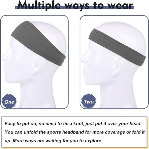 Sports Headbands for Men,Running Headband Moisture Wicking Workout Headband,Running,Fitness,Cycling,Basketball,Football,Quick-Drying Unisex Hairband in Kuwait