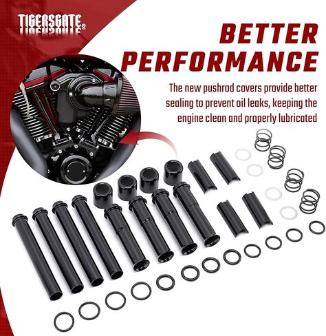 طقم أغطية M8 Pushrod مناسب لمحرك Harley Milwaukee 8 Touring Softail لعام 2017-up، أسود in Kuwait