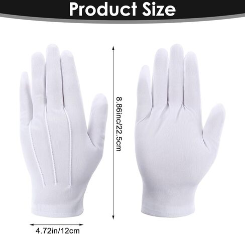 2Pairs White Gloves for Men Women, Marching Band Gloves, Parade Formal Costume Glove for Jewelry Inspection Guard Police Server Tuxedo Guard Funeral Halloween in Saudi Arabia