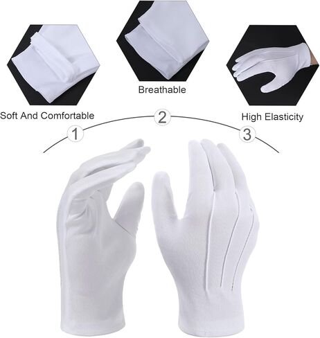 2Pairs White Gloves for Men Women, Marching Band Gloves, Parade Formal Costume Glove for Jewelry Inspection Guard Police Server Tuxedo Guard Funeral Halloween in Saudi Arabia