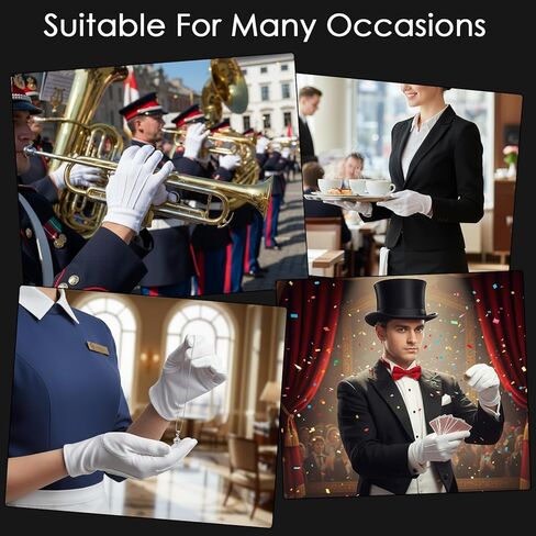 2Pairs White Gloves for Men Women, Marching Band Gloves, Parade Formal Costume Glove for Jewelry Inspection Guard Police Server Tuxedo Guard Funeral Halloween in Saudi Arabia