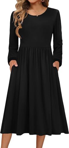 Zeagoo Long Sleeve Dresses for Women 2025 Fall Winter Casual Flowy A-Line Boho Midi Party Long Dress with Pockets in Kuwait