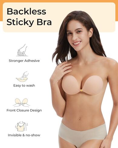 حمالة صدر لاصقة بدون حمالات، حمالات صدر غير مرئية بدون ظهر للنساء، عاري وأسود، عبوتان، D in Kuwait