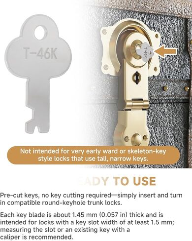 4-Pack T-46K Trunk Lock Keys Replacement for G1 G3 Series Vintage Trunk Locks Antique Steamer Trunks Also Fits 3815 3835 Series Locks Backup Keys for Old-Style Suitcases in Kuwait