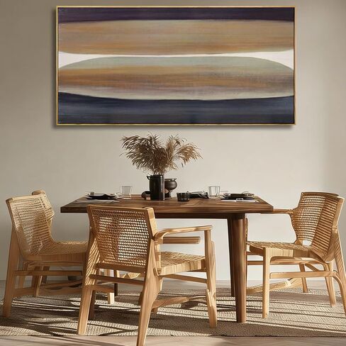 Neutral Brown and Black Abstract Wall Art 24x48 Inch, Large Framed Canvas Prints with Wooden Frame, Modern Minimalist Home Decoration for Bedroom Living Room or Office in Saudi Arabia