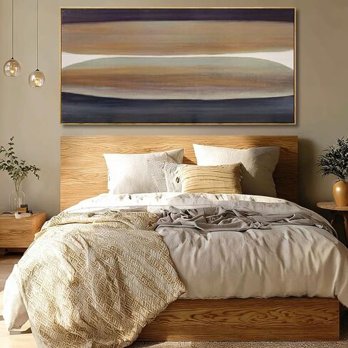 Neutral Brown and Black Abstract Wall Art 24x48 Inch, Large Framed Canvas Prints with Wooden Frame, Modern Minimalist Home Decoration for Bedroom Living Room or Office in Saudi Arabia