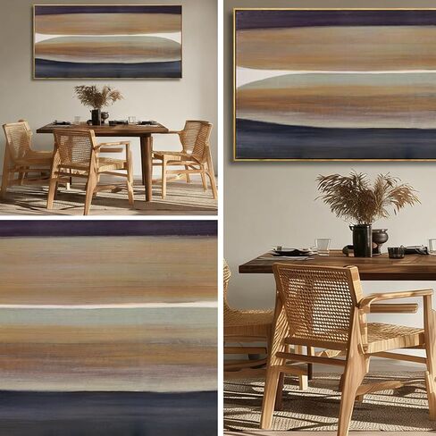 Neutral Brown and Black Abstract Wall Art 24x48 Inch, Large Framed Canvas Prints with Wooden Frame, Modern Minimalist Home Decoration for Bedroom Living Room or Office in Saudi Arabia