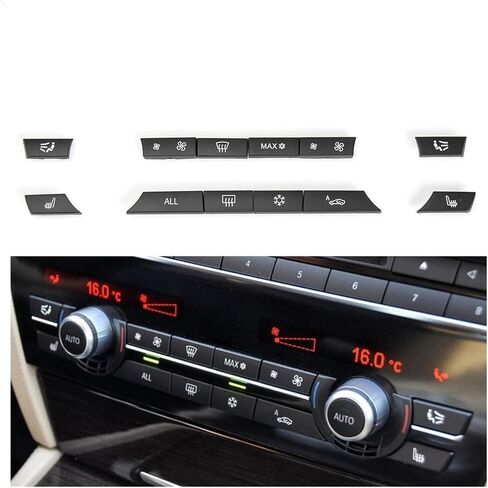 غطاء أزرار أسود للوحة التحكم في تكييف الهواء مناسب لسيارات BMW 5 6 7 Series F10 F18 F06 F12 F01 F02 520 523 (الطراز B) in Kuwait