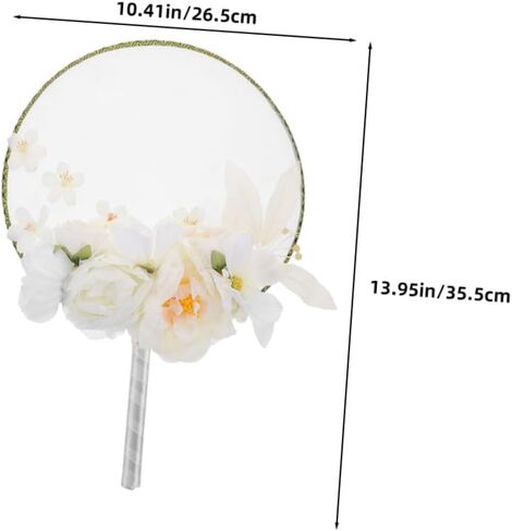TEHAUX 2pcs Floral Round Hand Fan with Tassel Artificial Flowers Vintage Chinese Style Decor for Hanfu Photoshoots Weddings and Home Decoration Lightweight Elegant Design in Saudi Arabia