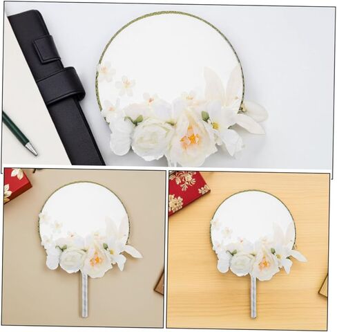 TEHAUX 2pcs Floral Round Hand Fan with Tassel Artificial Flowers Vintage Chinese Style Decor for Hanfu Photoshoots Weddings and Home Decoration Lightweight Elegant Design in Saudi Arabia