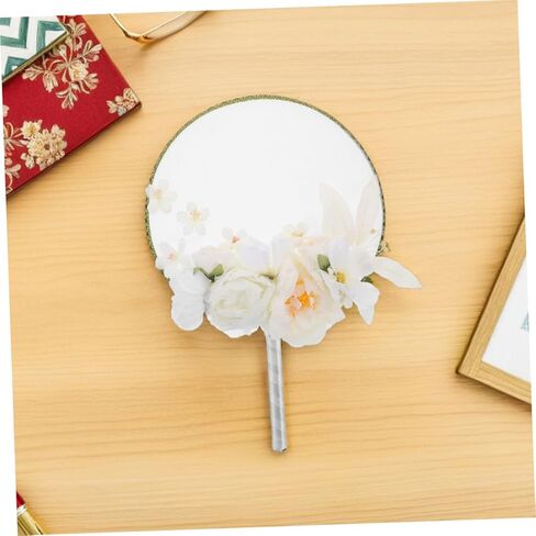 TEHAUX 2pcs Floral Round Hand Fan with Tassel Artificial Flowers Vintage Chinese Style Decor for Hanfu Photoshoots Weddings and Home Decoration Lightweight Elegant Design in Saudi Arabia