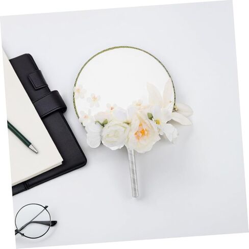 TEHAUX 2pcs Floral Round Hand Fan with Tassel Artificial Flowers Vintage Chinese Style Decor for Hanfu Photoshoots Weddings and Home Decoration Lightweight Elegant Design in Saudi Arabia