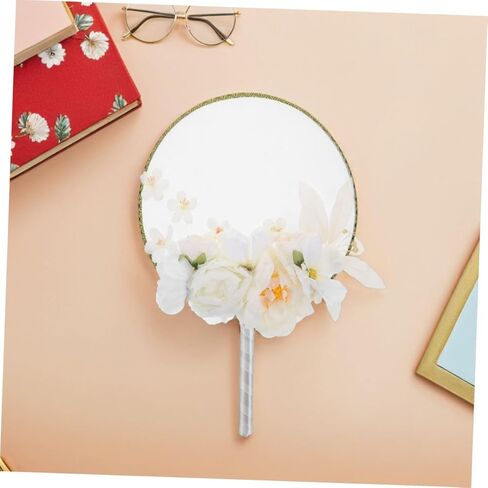 TEHAUX 2pcs Floral Round Hand Fan with Tassel Artificial Flowers Vintage Chinese Style Decor for Hanfu Photoshoots Weddings and Home Decoration Lightweight Elegant Design in Saudi Arabia