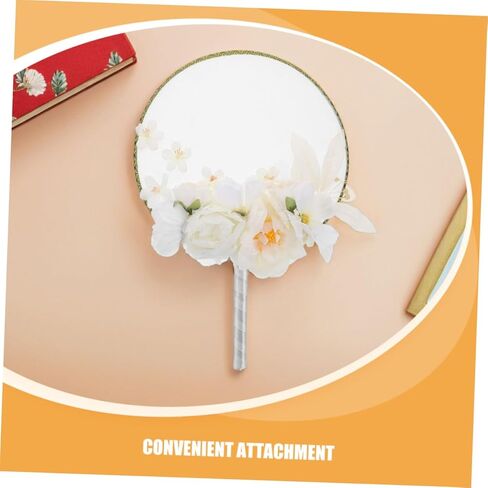 TEHAUX 2pcs Floral Round Hand Fan with Tassel Artificial Flowers Vintage Chinese Style Decor for Hanfu Photoshoots Weddings and Home Decoration Lightweight Elegant Design in Saudi Arabia