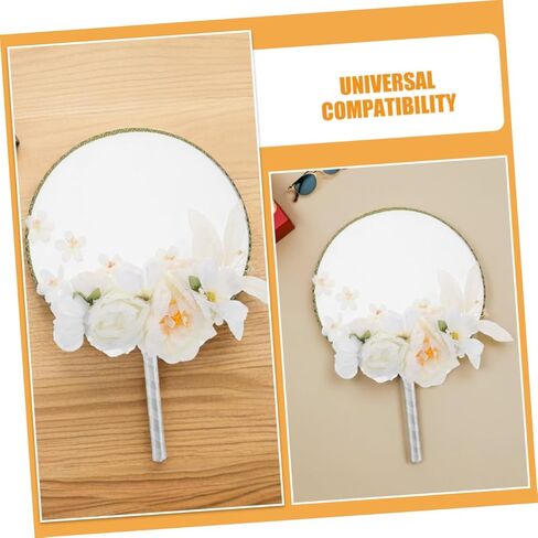 TEHAUX 2pcs Floral Round Hand Fan with Tassel Artificial Flowers Vintage Chinese Style Decor for Hanfu Photoshoots Weddings and Home Decoration Lightweight Elegant Design in Saudi Arabia