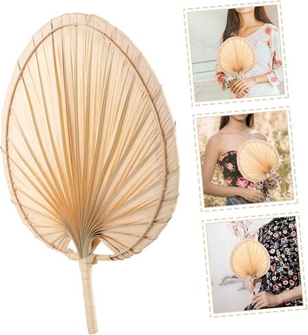 Luxshiny Vintage Handmade Cooling Hand Fan Woven Palm Leaf Decoration for Weddings Festivals and Summer Events Lightweight Portable Fan Handle for Adults and Boys and Girls in Saudi Arabia