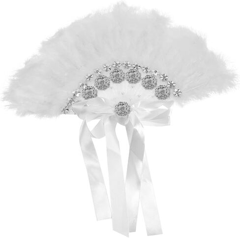 HOMSFOU Handmade Rhinestone Plume Fan for Weddings Stage Performances Parties Elegant Decorative Accessory for Photography and in Saudi Arabia