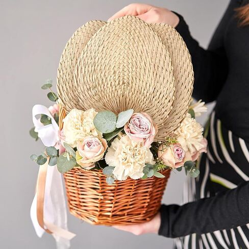 مراوح رافيا المنسوجة | مراوح نخيل الرافيا المصنوعة يدويًا - ملحق تبريد لتزيين الطاولة للمنزل والجدران وحفلات الشاطئ وحفلات الزفاف في الهواء الطلق in Kuwait