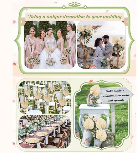 مراوح رافيا المنسوجة | مراوح نخيل الرافيا المصنوعة يدويًا - ملحق تبريد لتزيين الطاولة للمنزل والجدران وحفلات الشاطئ وحفلات الزفاف في الهواء الطلق in Kuwait