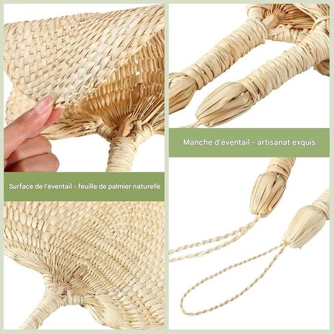 مراوح رافيا المنسوجة | مراوح نخيل الرافيا المصنوعة يدويًا - ملحق تبريد لتزيين الطاولة للمنزل والجدران وحفلات الشاطئ وحفلات الزفاف في الهواء الطلق in Kuwait