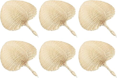 مراوح رافيا المنسوجة | مراوح نخيل الرافيا المصنوعة يدويًا - ملحق تبريد لتزيين الطاولة للمنزل والجدران وحفلات الشاطئ وحفلات الزفاف في الهواء الطلق in Kuwait