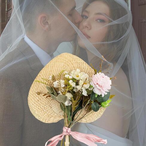 مراوح رافيا المنسوجة | مراوح نخيل الرافيا المصنوعة يدويًا - ملحق تبريد لتزيين الطاولة للمنزل والجدران وحفلات الشاطئ وحفلات الزفاف في الهواء الطلق in Kuwait