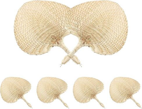 مراوح رافيا المنسوجة | مراوح نخيل الرافيا المصنوعة يدويًا - ملحق تبريد لتزيين الطاولة للمنزل والجدران وحفلات الشاطئ وحفلات الزفاف في الهواء الطلق in Kuwait