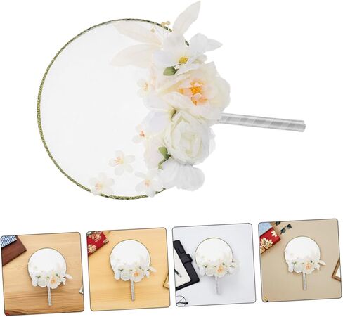 Angoily 2pcs أنيقة خمر الصينية جولة مروحة مراوح اليد الزخرفية مع شرابة زهرة اصطناعية لأزياء Hanfu التصوير الدعائم ديكور المنزل in Saudi Arabia