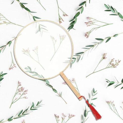 Chinese Round Fan Blank Fan Embroidery Hand Fan Translucent Ancient Silk Fan Wooden Fan Painting for Wedding Home Decor Chinese Hand Fan DIY Paddle Fan Ancient Style Dance Fan in Saudi Arabia