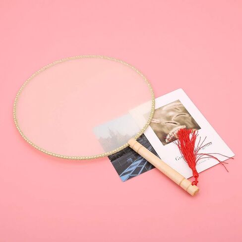 Chinese Round Fan Blank Fan Embroidery Hand Fan Translucent Ancient Silk Fan Wooden Fan Painting for Wedding Home Decor Chinese Hand Fan DIY Paddle Fan Ancient Style Dance Fan in Saudi Arabia