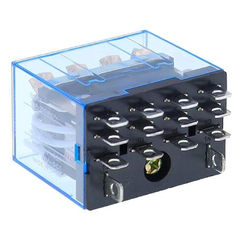 مرحل طاقة صغير LY4NJ HH64P، مرحل متوسط ​​للأغراض العامة 14 دبوس 10 أمبير مع مؤشر LED، تصميم مختوم، متوافق مع التيار المتردد/التيار المستمر (12 فولت تيار مستمر) in Kuwait