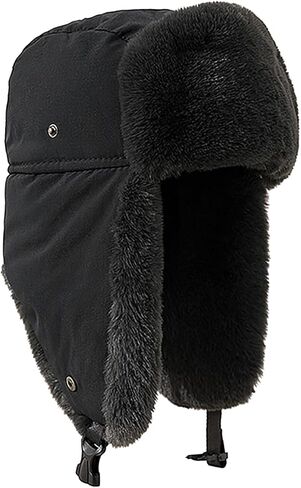 PURFUN Mens Teens Windproof Ushanka Russian Hat Winter Faux Fur Liner Full Hood Earflap Hat Cycling Ski Hunting Trapper Hat in Saudi Arabia