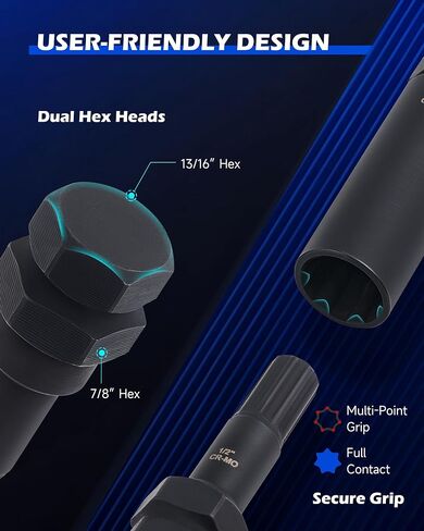 OMT 16pc Locking Lug Nut Master Key Set | SAE & Metric Wheel Lock Removal Kit for Removing Locking Spline Star Hex and Fluted Hex Lug Nuts | Lug Nut Remover Set for Mechanics and More, CrMo Steel in Kuwait