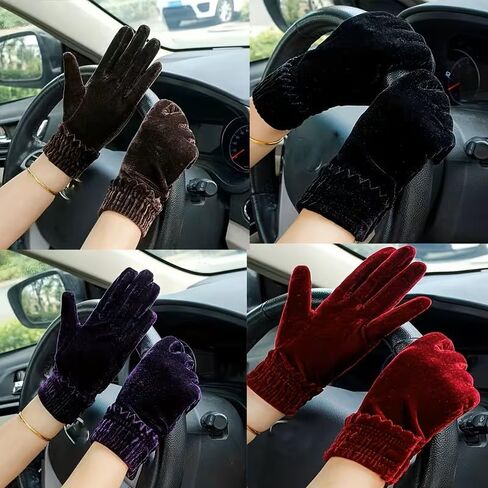 Elegant Velvet Short Thick Warm Etiquette Gloves, Party Banquet Performance Decorative Gloves, Black in Saudi Arabia