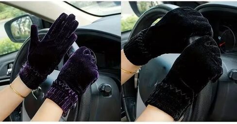 Elegant Velvet Short Thick Warm Etiquette Gloves, Party Banquet Performance Decorative Gloves, Black in Saudi Arabia