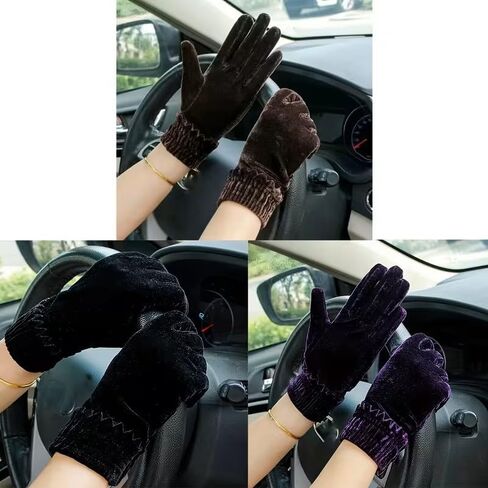 Elegant Velvet Short Thick Warm Etiquette Gloves, Party Banquet Performance Decorative Gloves, Black in Saudi Arabia